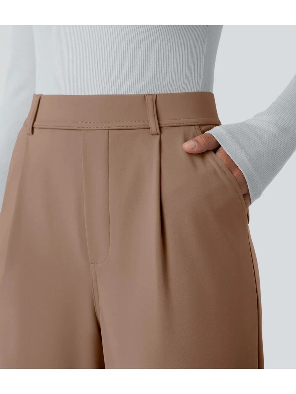 Halara Flex DayStretch High Waisted Pocket Work Flare Pants Burro Size Small - Picture 7 of 9